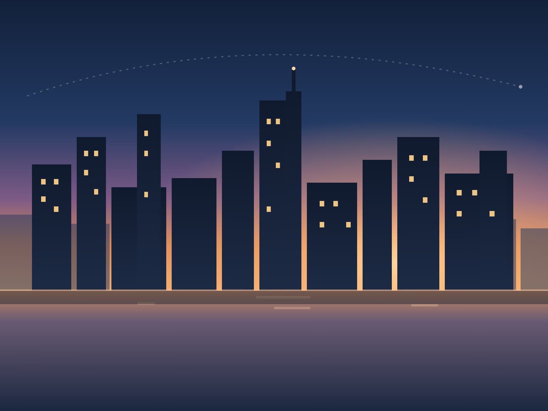 Lagos waterfront skyline at dusk